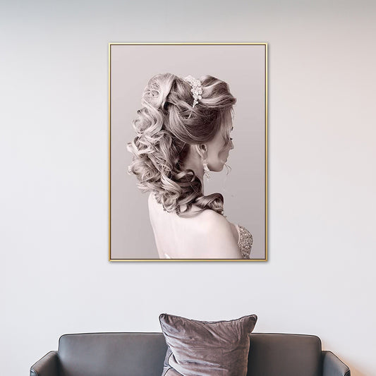 Pink Glam Style Painting Girl Profile Canvas for Bathroom, Multiple Sizes Available Clearhalo 'Arts' 'Canvas Art' 1760558