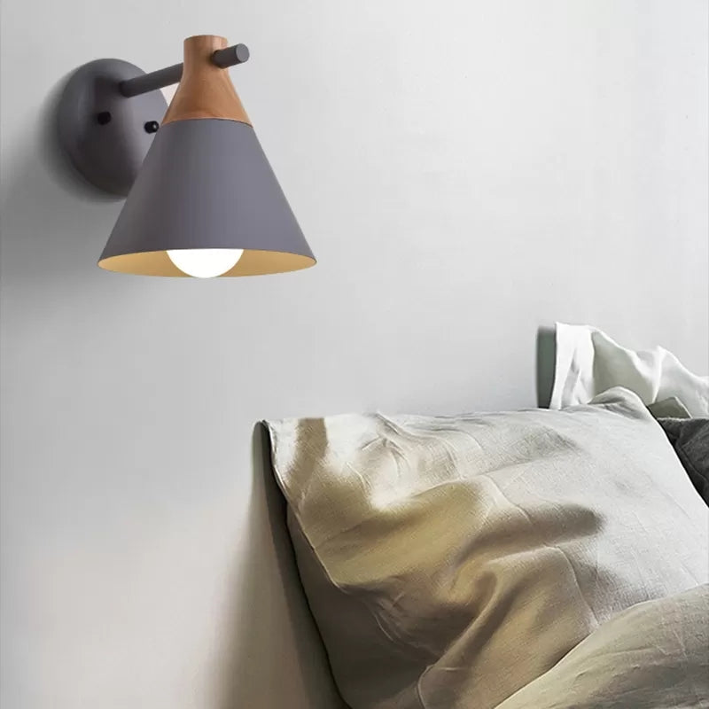 Macaron Style Undertint Wall Light Conical Shade 1 Head Metal Wall Lamp for Kitchen Corridor Clearhalo 'Wall Lamps & Sconces' 'Wall Lights' Lighting' 176067