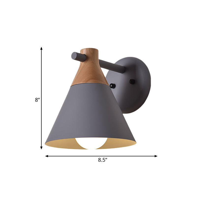 Macaron Style Undertint Wall Light Conical Shade 1 Head Metal Wall Lamp for Kitchen Corridor Clearhalo 'Wall Lamps & Sconces' 'Wall Lights' Lighting' 176069