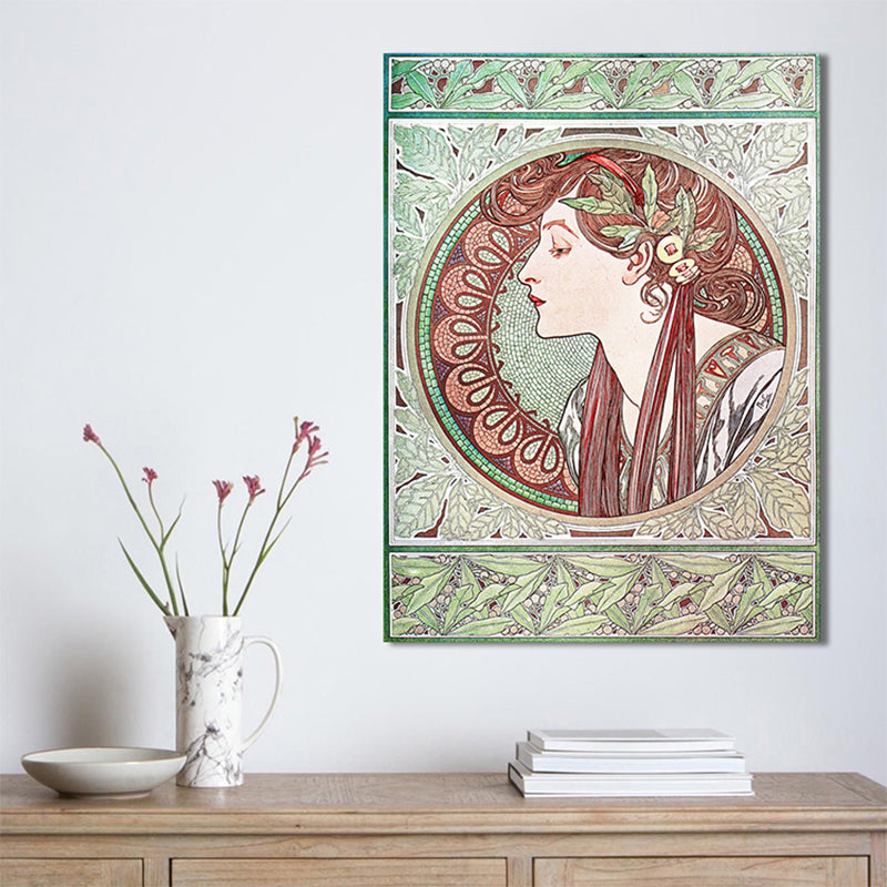 Canvas Textured Wall Decor Art Nouveau Maiden's Profile Painting, Multiple Sizes Brown Clearhalo 'Arts' 'Canvas Art' 1760782