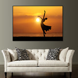 Stunning Dance at Sunset Canvas House Interior Scenery Wall Art Print in Orange-Black Clearhalo 'Art Gallery' 'Canvas Art' 'Contemporary Art Gallery' 'Modern' Arts' 1760984