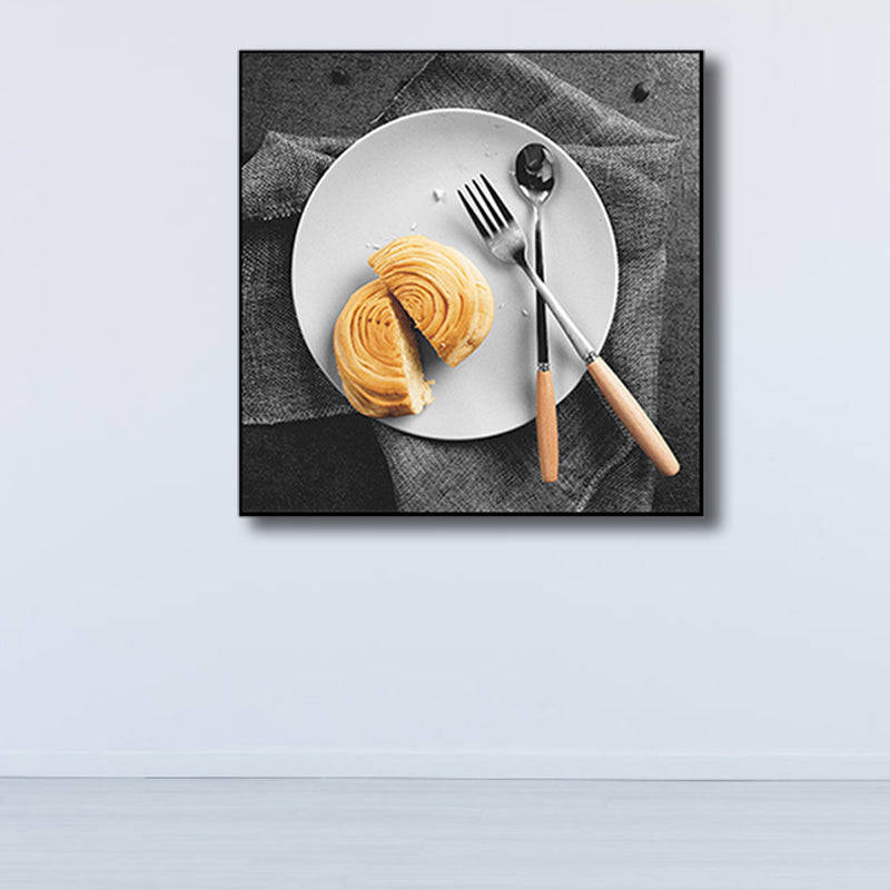 Photographs Breakfast Canvas Art Modern Tasty Food Wall Decor in Light Color for Cafe Clearhalo 'Art Gallery' 'Canvas Art' 'Contemporary Art Gallery' 'Modern' Arts' 1761300