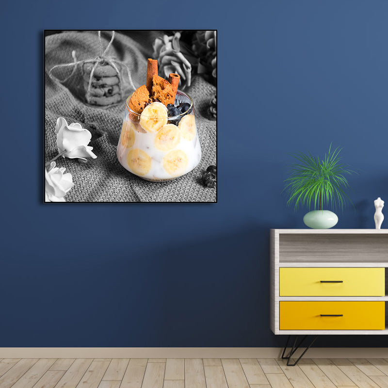 Photographs Breakfast Canvas Art Modern Tasty Food Wall Decor in Light Color for Cafe White Clearhalo 'Art Gallery' 'Canvas Art' 'Contemporary Art Gallery' 'Modern' Arts' 1761313