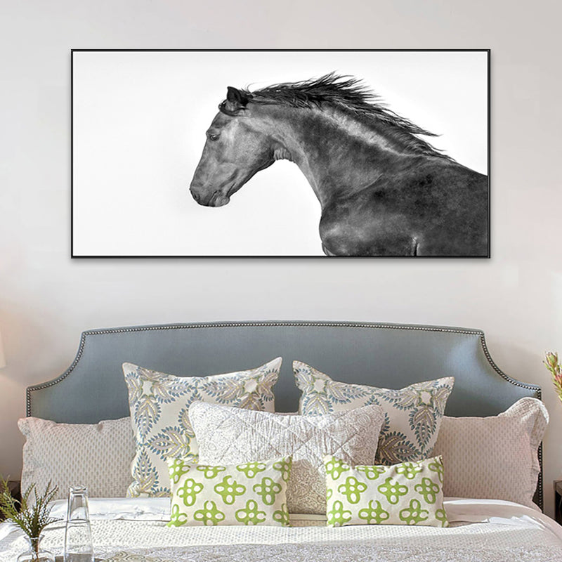 Modern Horse Wall Decor Boys Bedroom Canvas Art Print in Soft Color, Multiple Sizes Grey Clearhalo 'Art Gallery' 'Canvas Art' 'Contemporary Art Gallery' 'Modern' Arts' 1761331