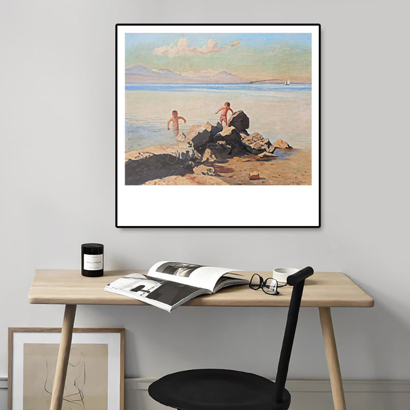 Innocent Sea and Kids Painting for Boys Bedroom in Brown, Multiple Sizes Options Clearhalo 'Arts' 'Canvas Art' 1761424