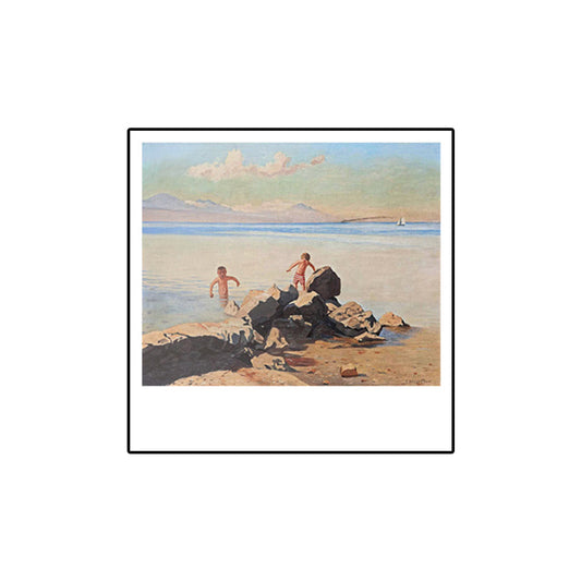 Innocent Sea and Kids Painting for Boys Bedroom in Brown, Multiple Sizes Options Clearhalo 'Arts' 'Canvas Art' 1761425