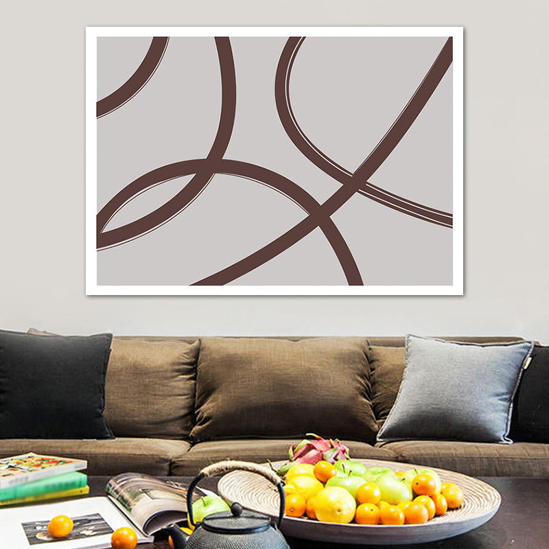 Twisted Lines Canvas Wall Art Minimalism Textured Wall Decor in Brown on Grey for Home Brown Clearhalo 'Arts' 'Canvas Art' 1761677