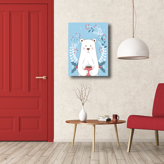 White Bear Wall Art Print Children's Art Textured Wrapped Canvas for Kids Bedroom Clearhalo 'Art Gallery' 'Canvas Art' 'Kids' Arts' 1761747