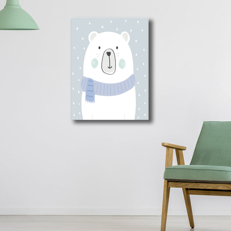 White Bear Wall Art Print Children's Art Textured Wrapped Canvas for Kids Bedroom Clearhalo 'Art Gallery' 'Canvas Art' 'Kids' Arts' 1761753