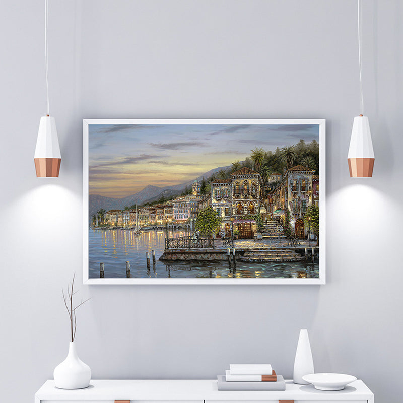 Riverside City Scene Art Print Impressionism Canvas Wall Decor, Multiple Sizes Options Clearhalo 'Arts' 'Canvas Art' 1761921