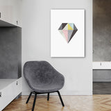 Minimalist Diamond Art Print Canvas Textured Grey-Pink Wall Decor for Girls Room Clearhalo 'Art Gallery' 'Canvas Art' 'Contemporary Art Gallery' 'Modern' Arts' 1762024