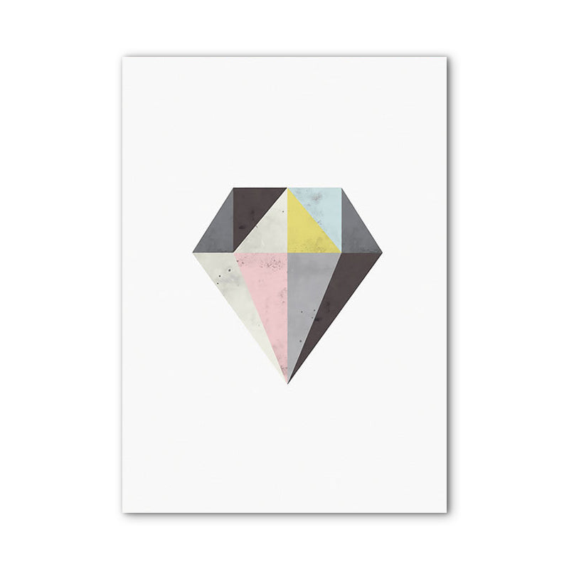 Minimalist Diamond Art Print Canvas Textured Grey-Pink Wall Decor for Girls Room Clearhalo 'Art Gallery' 'Canvas Art' 'Contemporary Art Gallery' 'Modern' Arts' 1762026