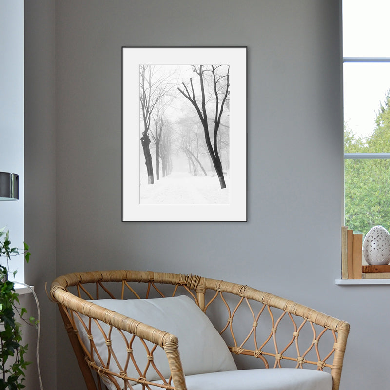 Vintage Forest Snowy Scenery Canvas Gray Textured Wall Art Print for Dining Room Grey Clearhalo 'Arts' 'Canvas Art' 1762193