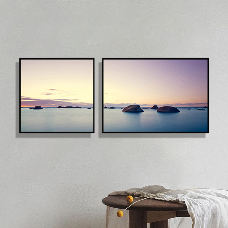 Multi-Piece Sea Scenery Canvas Modern Style Wall Art Print in Soft Color for Bedroom Clearhalo 'Art Gallery' 'Canvas Art' 'Contemporary Art Gallery' 'Modern' Arts' 1762286