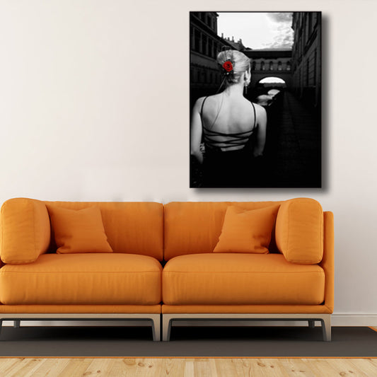 Photo Back of Woman Art Print Black Glam Wall Decor for Girls Bedroom, Multiple Sizes Available Clearhalo 'Arts' 'Canvas Art' 1762652