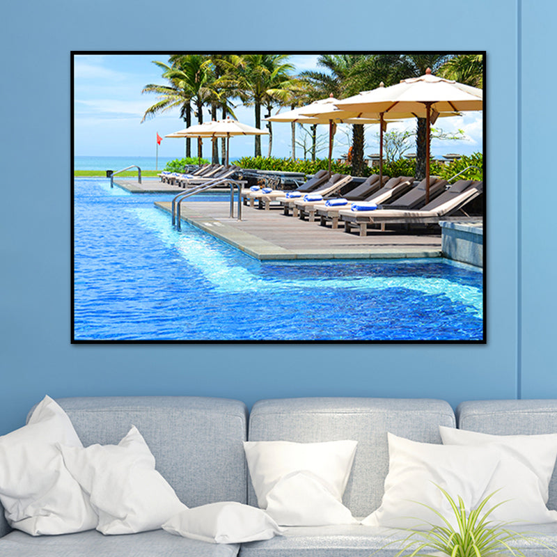 Tropix Photo Print Sea Canvas Art Blue Textured Wall Decor for Bedroom, Multiple Sizes Blue Clearhalo 'Art Gallery' 'Canvas Art' 'Contemporary Art Gallery' 'Modern' Arts' 1762657
