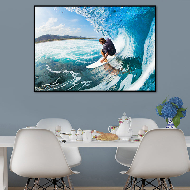 Tropix Photo Print Sea Canvas Art Blue Textured Wall Decor for Bedroom, Multiple Sizes Sky Blue Clearhalo 'Art Gallery' 'Canvas Art' 'Contemporary Art Gallery' 'Modern' Arts' 1762664