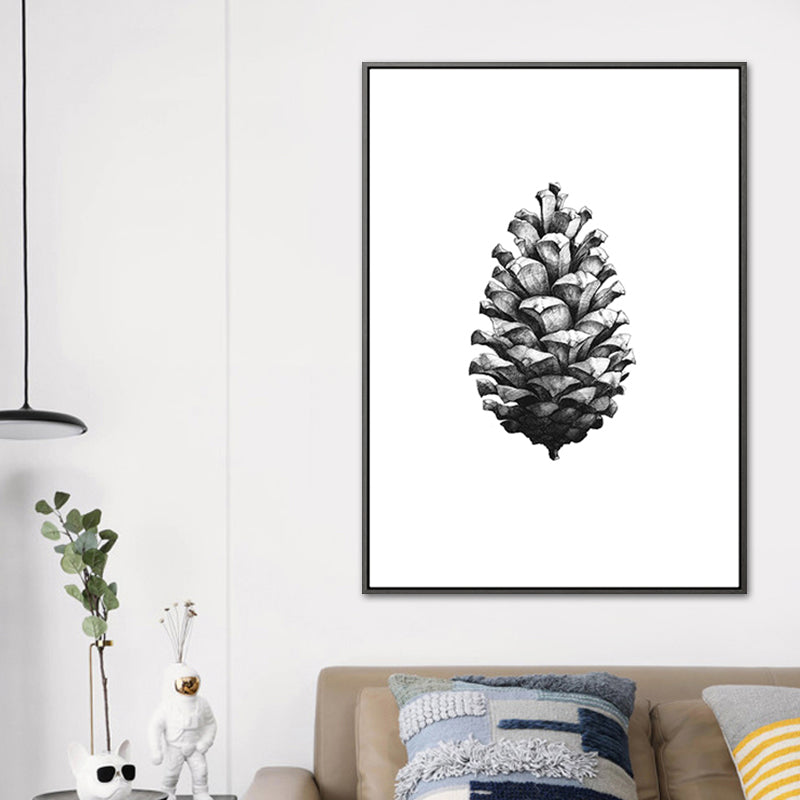 Intact Pine Cone Canvas Textured Scandinavian Style for Girls Bedroom Wall Art Decor Grey Clearhalo 'Arts' 'Canvas Art' 1762668