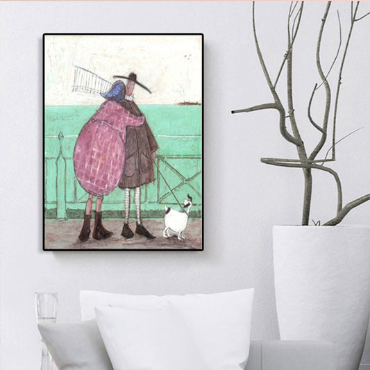 Outing Figure Painting Light Color Abstract Expressionism Wall Decor for Dining Room Clearhalo 'Arts' 'Canvas Art' 1762703