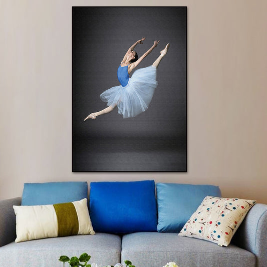 Photographic Ballet Canvas Print Glam Textured Wall Art Decor in Blue for Living Room Clearhalo 'Arts' 'Canvas Art' 1762975