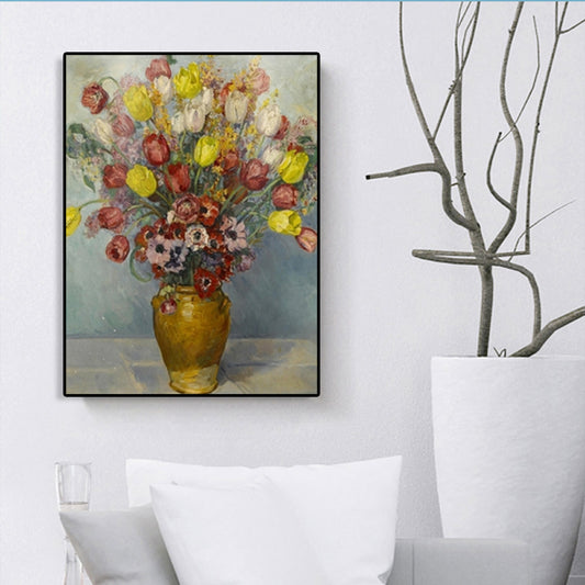 Impressionism Flower and Vase Canvas Pastel Color Bathroom Art Print, Multiple Sizes Clearhalo 'Arts' 'Canvas Art' 1763241