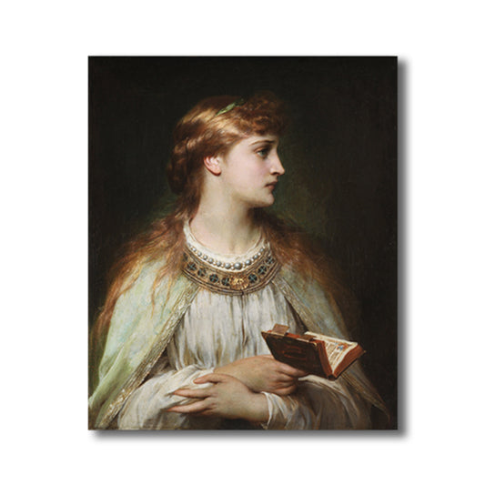 Renaissance Reading Girl Art Print Canvas Textured Yellow Wall Decor for Bathroom Clearhalo 'Arts' 'Canvas Art' 1763357