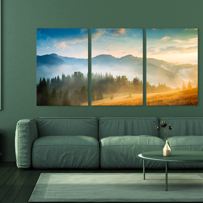 Forest Landscape Painting Soft Color Canvas Art Print Textured, Multiple Sizes Available Clearhalo 'Art Gallery' 'Canvas Art' 'Contemporary Art Gallery' 'Modern' Arts' 1763388