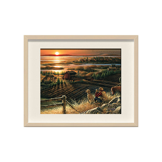 Brown Farmfield Sunset Scene Canvas Impressionism Style Textured Wall Decor for Dining Room Clearhalo 'Arts' 'Canvas Art' 1763404