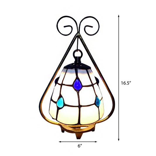 Classic Tiffany Desk Light Grid Dome 1 Light White/Orange Glass Desk Lamp for Living Room Clearhalo 'Lamps' 'Table Lamps' Lighting' 176340