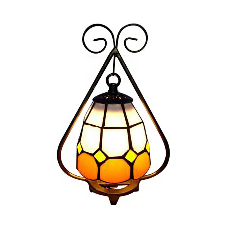 Classic Tiffany Desk Light Grid Dome 1 Light White/Orange Glass Desk Lamp for Living Room Clearhalo 'Lamps' 'Table Lamps' Lighting' 176342