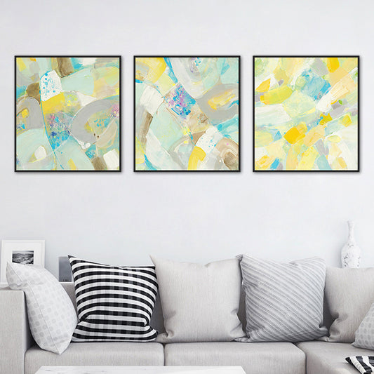 Textured Hand Printed Painting Canvas Modern Art Style Wall Decor for Playroom, Set of Three Clearhalo 'Arts' 'Canvas Art' 1763583