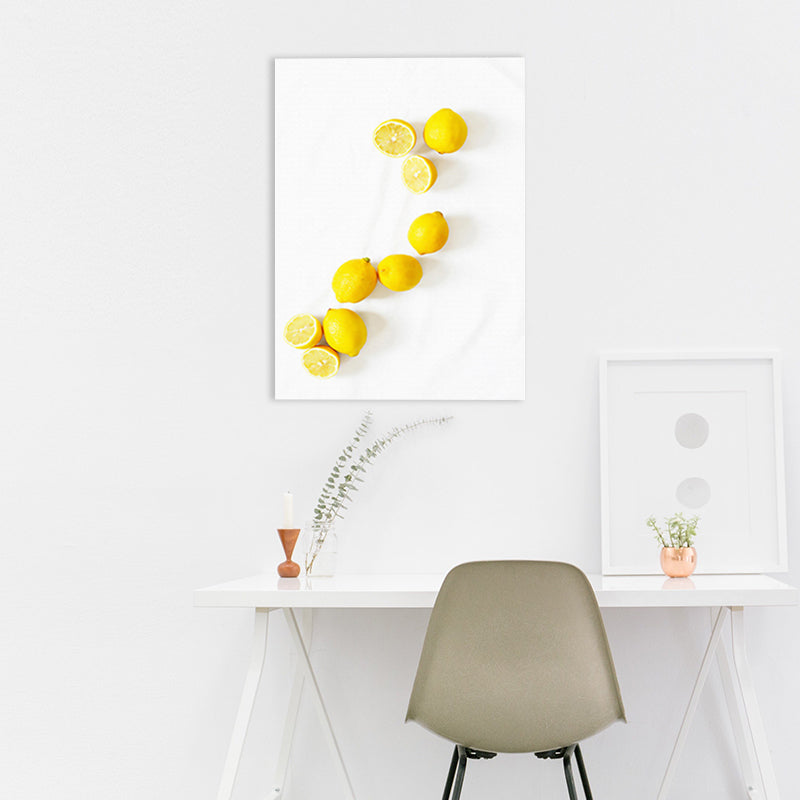 Contemporary Sour Lemon Art Print Canvas Textured Yellow Wall Decor for Bathroom Yellow Clearhalo 'Art Gallery' 'Canvas Art' 'Contemporary Art Gallery' 'Modern' Arts' 1763666