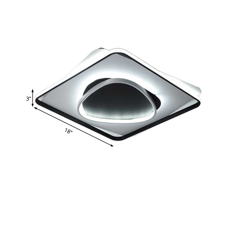 Acrylic Square Flush Ceiling Light Modern LED Black Flush Mount Lamp in Warm/White Light, 18"/23.5" Wide Clearhalo 'Ceiling Lights' 'Close To Ceiling Lights' 'Close to ceiling' 'Flush mount' Lighting' 176368