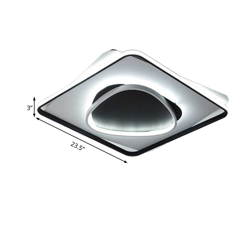 Acrylic Square Flush Ceiling Light Modern LED Black Flush Mount Lamp in Warm/White Light, 18"/23.5" Wide Clearhalo 'Ceiling Lights' 'Close To Ceiling Lights' 'Close to ceiling' 'Flush mount' Lighting' 176369