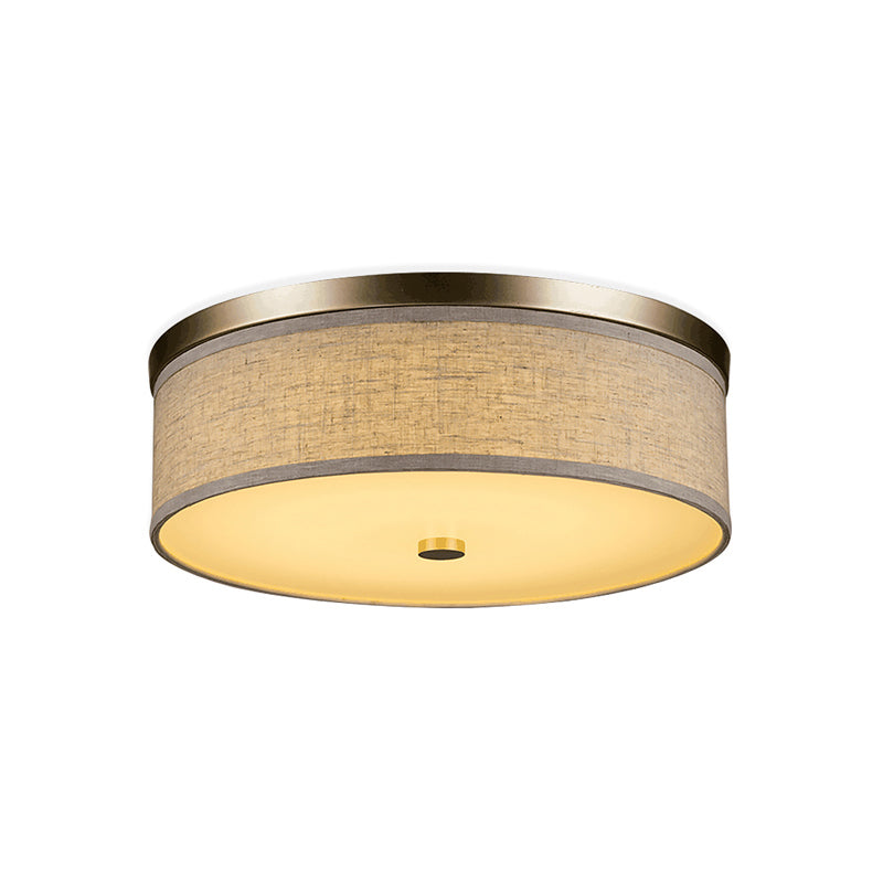 16"/19.5"/23.5" Dia Cylinder Flush Mount Contemporary Fabric Beige LED Flush Mount Lamp Clearhalo 'Ceiling Lights' 'Close To Ceiling Lights' 'Close to ceiling' 'Flush mount' Lighting' 176394