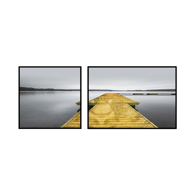 Modern Sea Bridge Wall Art Light Color Photographs Scenery Canvas Print for Room Clearhalo 'Art Gallery' 'Canvas Art' 'Contemporary Art Gallery' 'Modern' Arts' 1763984