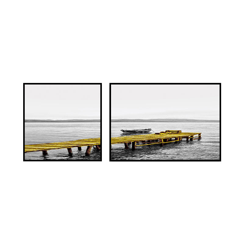 Modern Sea Bridge Wall Art Light Color Photographs Scenery Canvas Print for Room Clearhalo 'Art Gallery' 'Canvas Art' 'Contemporary Art Gallery' 'Modern' Arts' 1763992