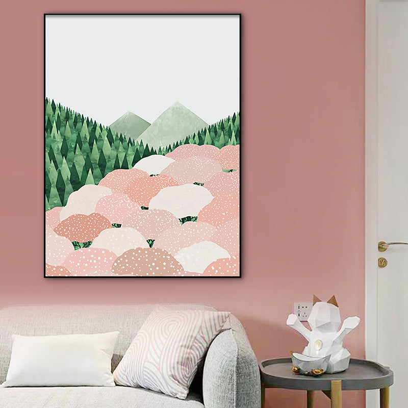 Light Color Open Country Wall Decor Scenery Nordic Textured Canvas Print for Bedroom Pink Clearhalo 'Arts' 'Canvas Art' 1764052