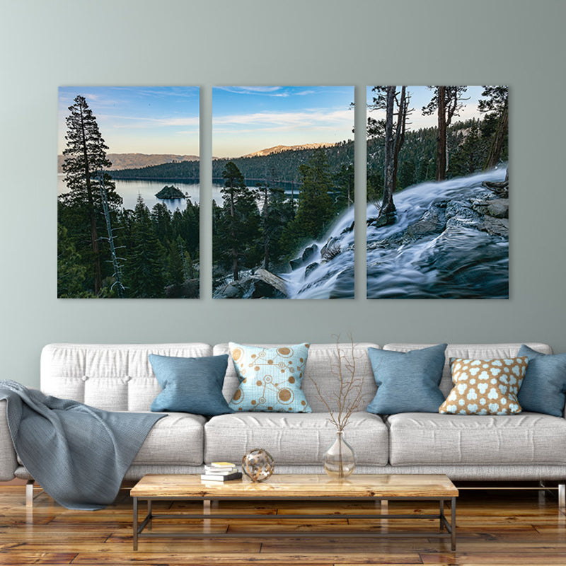 Falls Scenery Art Print Modern Canvas Wall Decor, Multiple Sizes Options, Set of Three Clearhalo 'Art Gallery' 'Canvas Art' 'Contemporary Art Gallery' 'Modern' Arts' 1764199