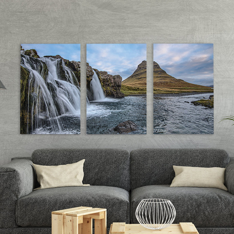 Falls Scenery Art Print Modern Canvas Wall Decor, Multiple Sizes Options, Set of Three Clearhalo 'Art Gallery' 'Canvas Art' 'Contemporary Art Gallery' 'Modern' Arts' 1764205