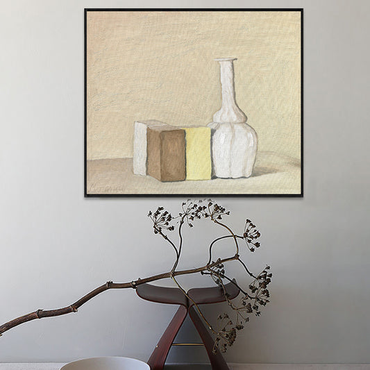 Impressionism Neat Pots Canvas Print Pastel Color Textured Painting for Playroom