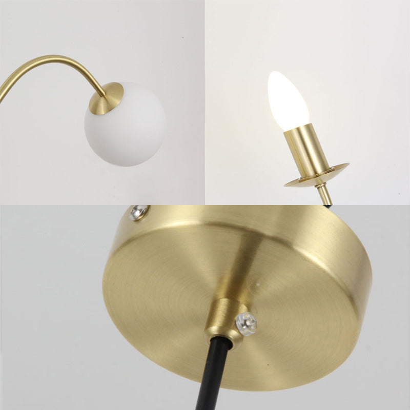 3 Lights Indoor Hanging Chandelier Light with Global White Glass Shade Modernist Gold Finish Pendant Lamp Clearhalo 'Ceiling Lights' 'Chandeliers' 'Glass shade' 'Glass' 'Modern Chandeliers' 'Modern' Lighting' 176422