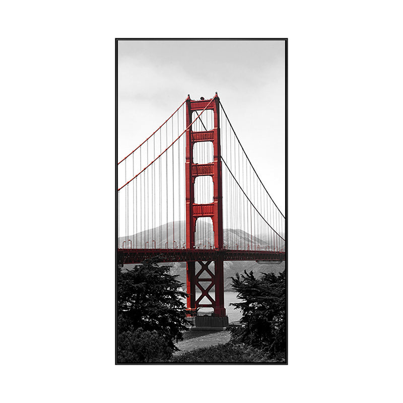 River-Crossing Bridge Canvas Wall Art Textured World Culture Style for Girls Bedroom Painting Clearhalo 'Arts' 'Canvas Art' 1764453