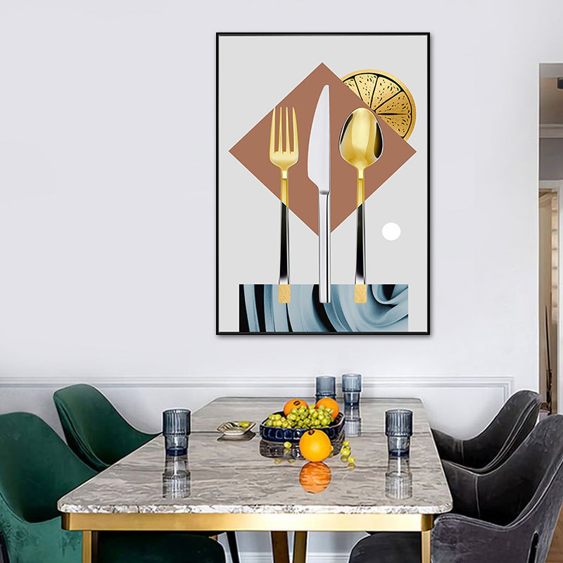 Pastel Color Modern Tableware Painting for Boys Bedroom, Multiple Sizes Available Gold Clearhalo 'Art Gallery' 'Canvas Art' 'Contemporary Art Gallery' 'Modern' Arts' 1764475