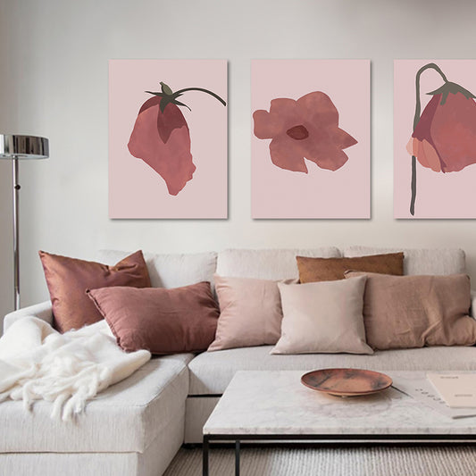 Pink Flower Canvas Wall Art Textured Nordic Living Room Wall Decor, Multiple Sizes Clearhalo 'Arts' 'Canvas Art' 1764538