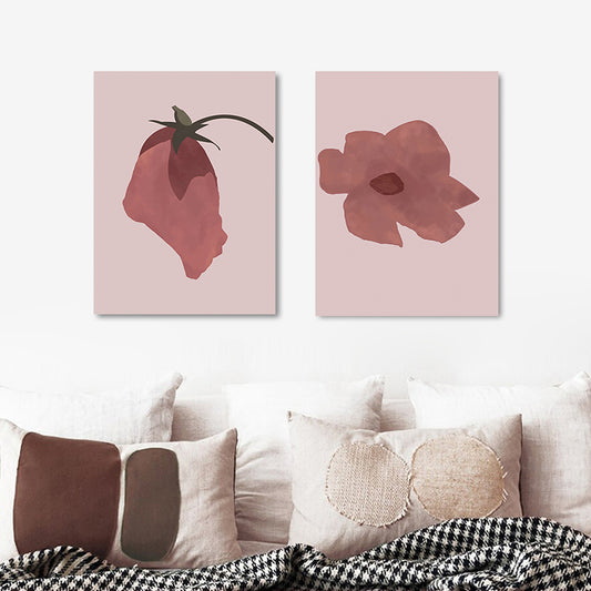 Pink Flower Canvas Wall Art Textured Nordic Living Room Wall Decor, Multiple Sizes Clearhalo 'Arts' 'Canvas Art' 1764547