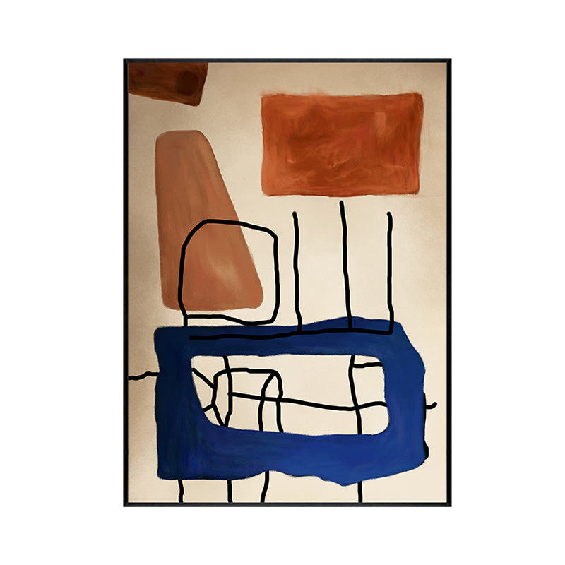 Childrens Art Table Drawing Canvas Blue and Brown Abstract Wall Decor for Kids Room Clearhalo 'Arts' 'Canvas Art' 1764558