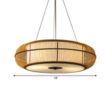 Modern Stylish Drum Shade Hanging Pendant Light Bamboo 3-Head Dining Room Ceiling Light in Black/Wood Clearhalo 'Ceiling Lights' 'Modern Pendants' 'Modern' 'Pendant Lights' 'Pendants' Lighting' 176459