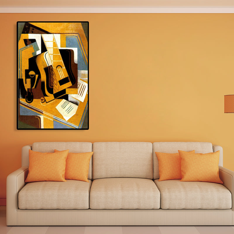 Instruments Oil Painting Art Print Cubism Style Canvas Wall Decor, Multiple Sizes Yellow Clearhalo 'Arts' 'Canvas Art' 1764679