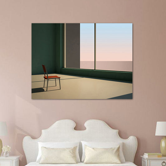 Minimalism Canvas Print Dark Color Mixed Media Empty Room with Sea View Wall Art for Home Clearhalo 'Art Gallery' 'Canvas Art' 'Contemporary Art Gallery' 'Contemporary Art' 'Minimalism' 'Minimalist Art Gallery' 'Scandinavian' Arts' 1764870